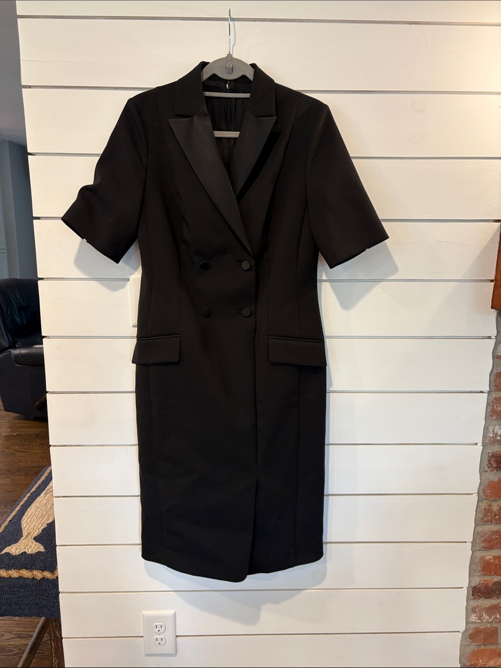 Brooks Brothers Black Double-Breasted Short-Sleeve Tuxedo style Blazer Dress